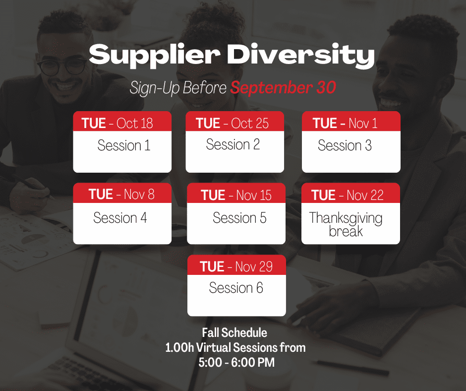 UBRC Supplier Diversity Program Schedule Fall Session